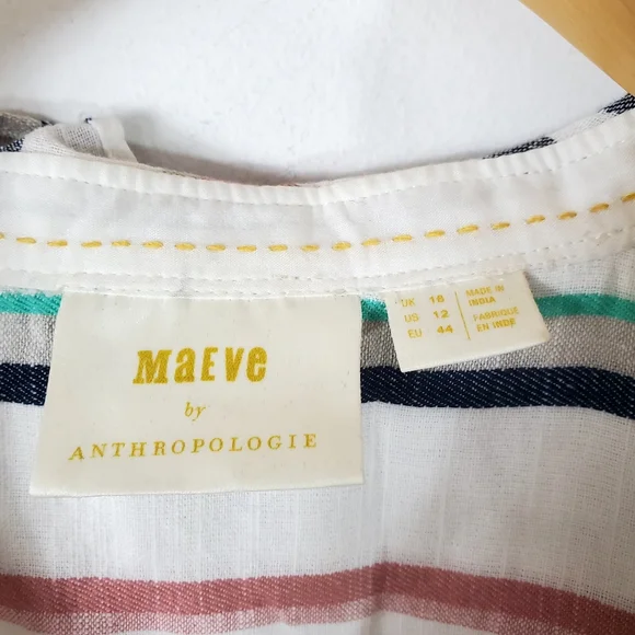 Maeve Anthropologie Colorful Striped Top Blouse - Picture 7 of 10